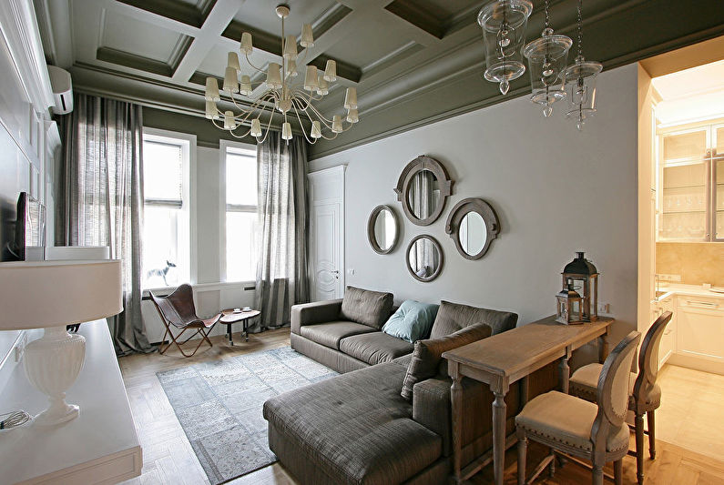 The interior design of the living room in a classic style - photo
