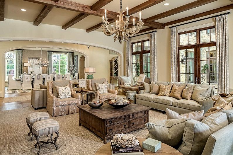 The interior design of the living room in a classic style - photo