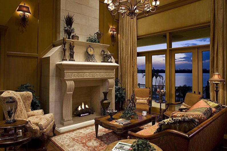 The interior design of the living room in a classic style - photo