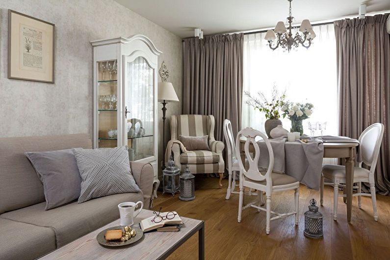 The interior design of the living room in a classic style - photo