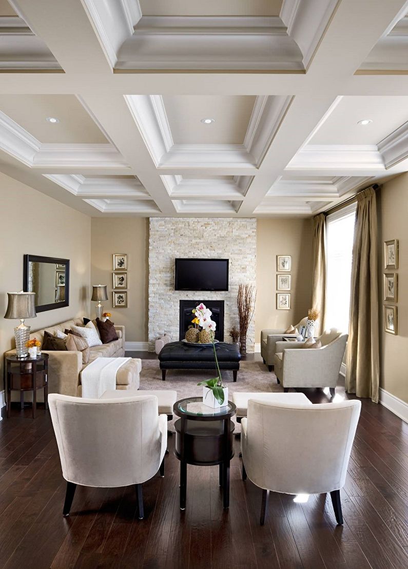 The interior design of the living room in a classic style - photo