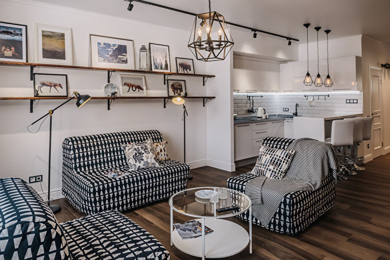 Living room 15 sq.m. in Scandinavian style - Interior Design