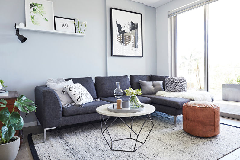 Living room design 15 sq.m. - Decor and lighting