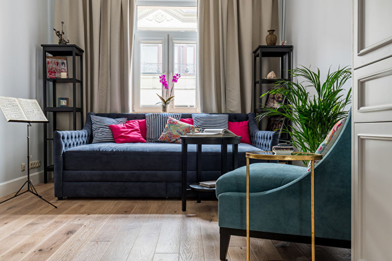 Interior design of a living room of 15 sq.m. - Photo