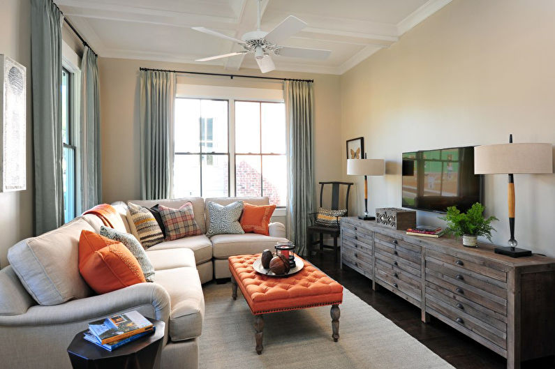Interior design of a living room of 15 sq.m. - Photo