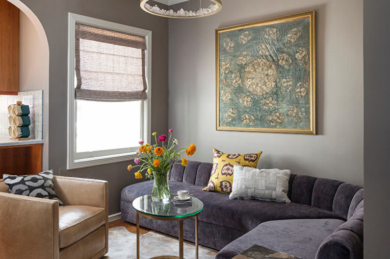 Interior design of a living room of 15 sq.m. - Photo