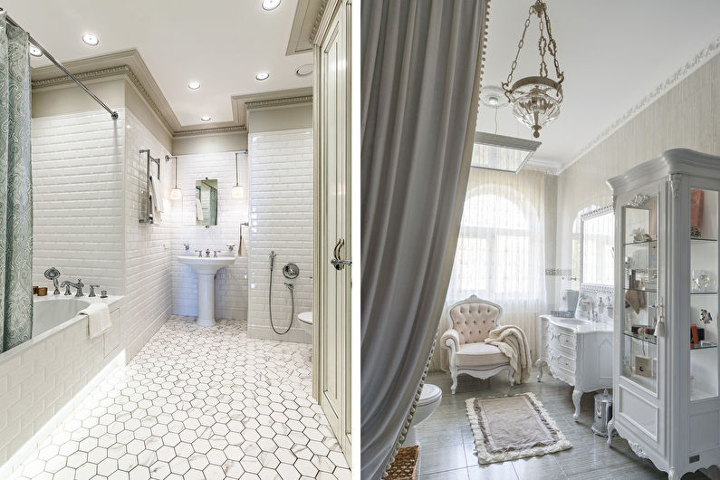 Stretch ceiling in the bathroom - Classic style