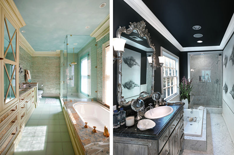 Stretch ceiling in the bathroom - Classic style