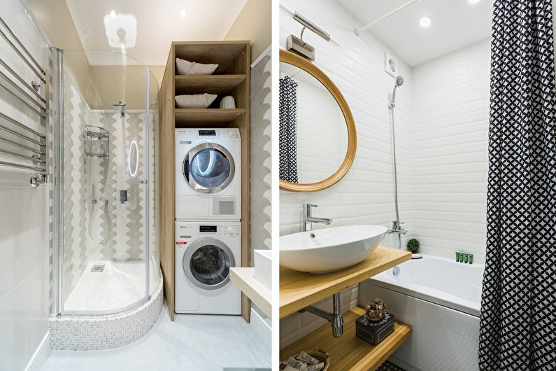 Stretch ceiling in the bathroom - Scandinavian style