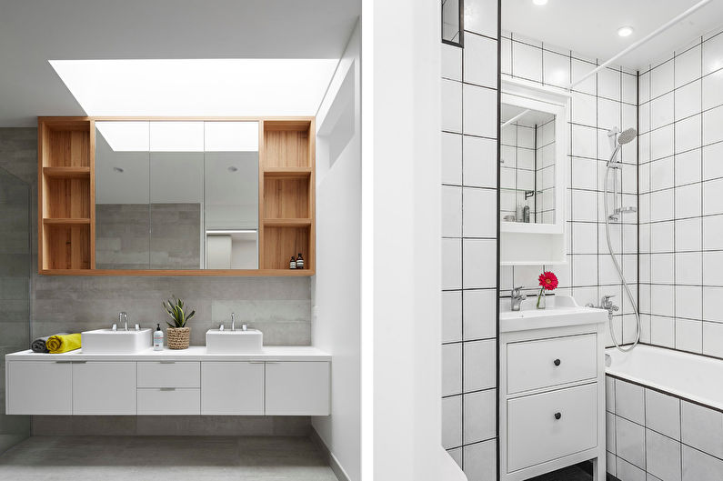 Stretch ceiling in the bathroom - Scandinavian style