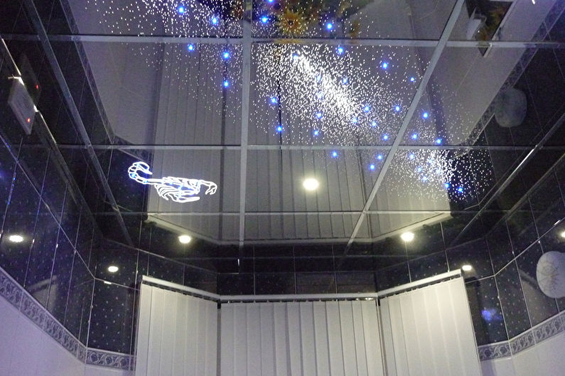 Stretch ceiling in the bathroom - Starry sky