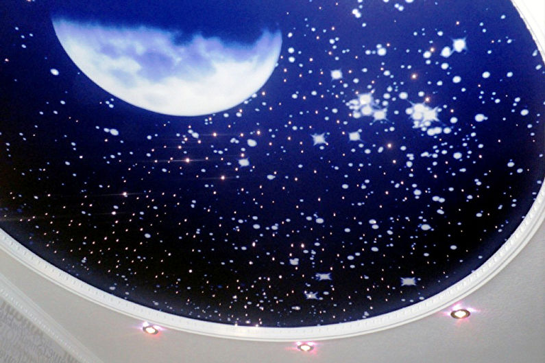 Stretch ceiling in the bathroom - Starry sky