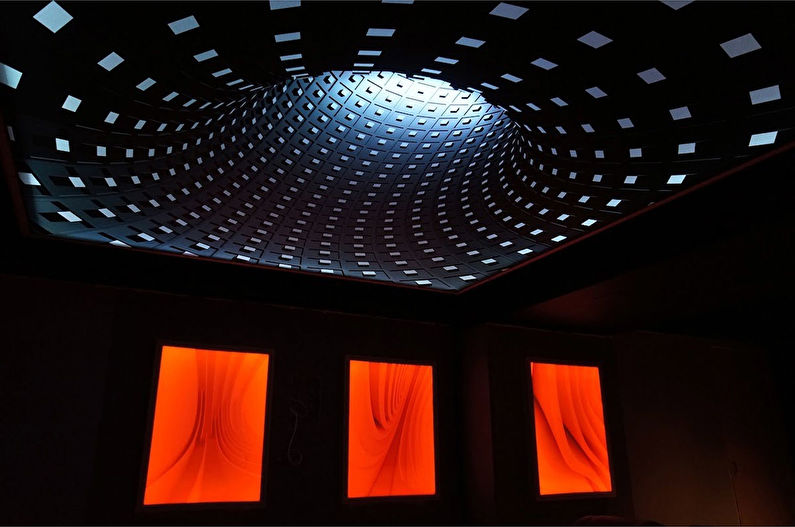 Stretch ceiling in the bathroom - 3D effect
