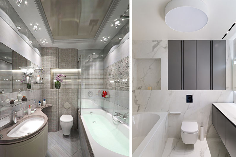 Stretch ceiling in the bathroom - Lighting and lighting