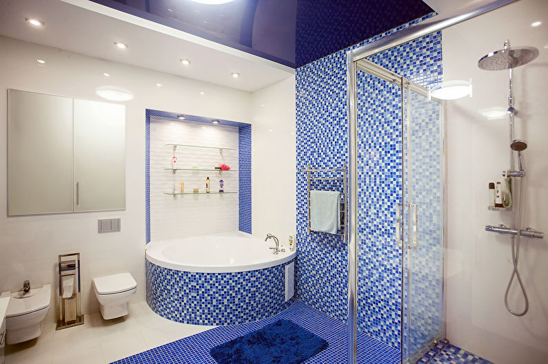Stretch ceiling in the bathroom - photo