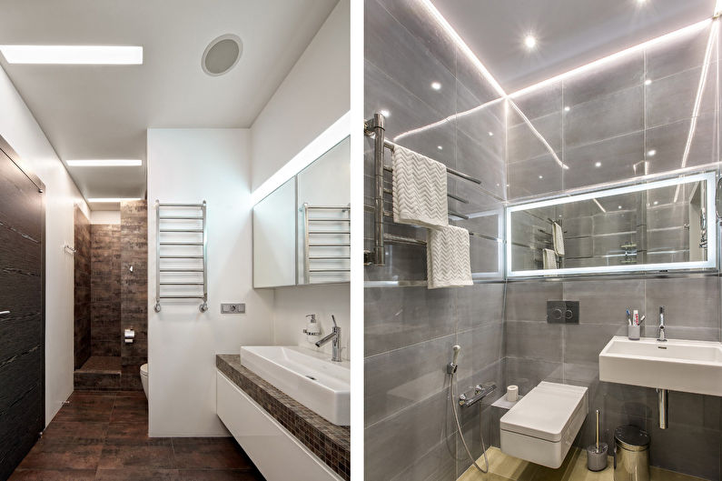 Stretch ceiling in the bathroom - photo