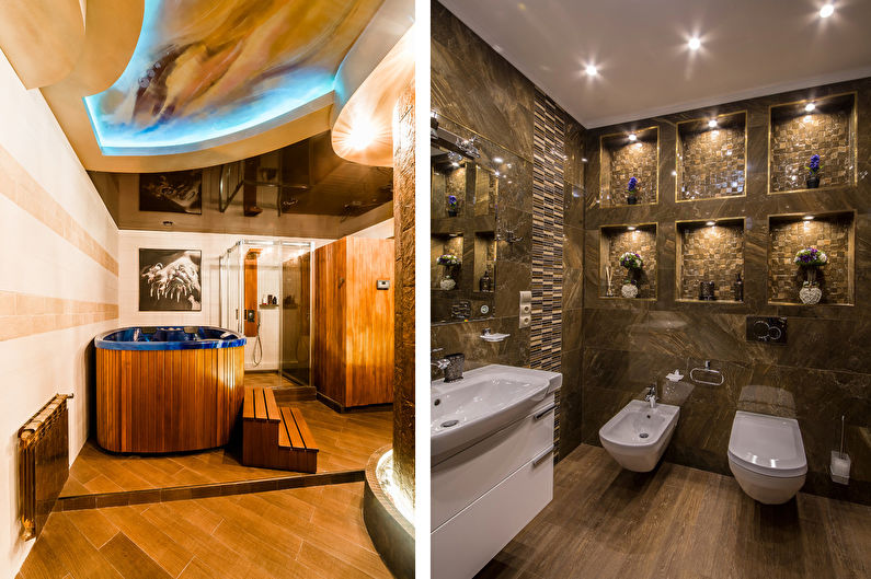 Stretch ceiling in the bathroom - photo