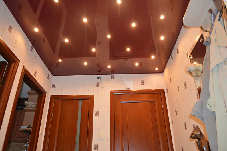 Stretch ceiling in a small hallway - Dark ceiling
