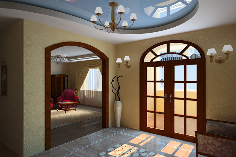 Stretch ceiling in the hallway - photo