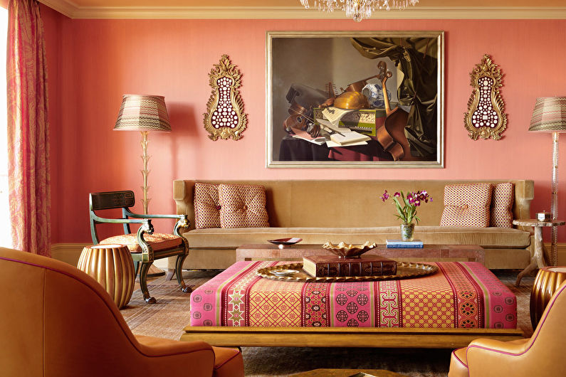 Fleur de pêche dans le salon - Design d'intérieur