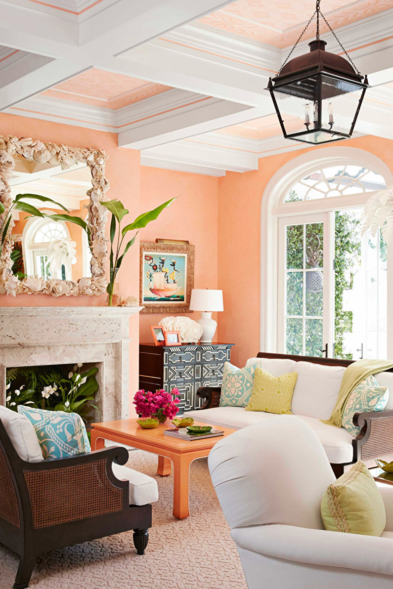 Fleur de pêche dans le salon - Design d'intérieur