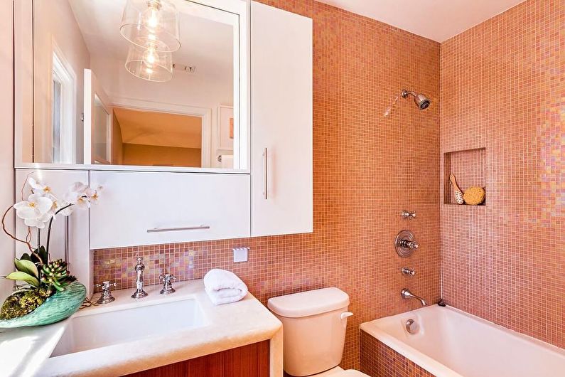 Couleur pêche dans la salle de bain - Design d'intérieur