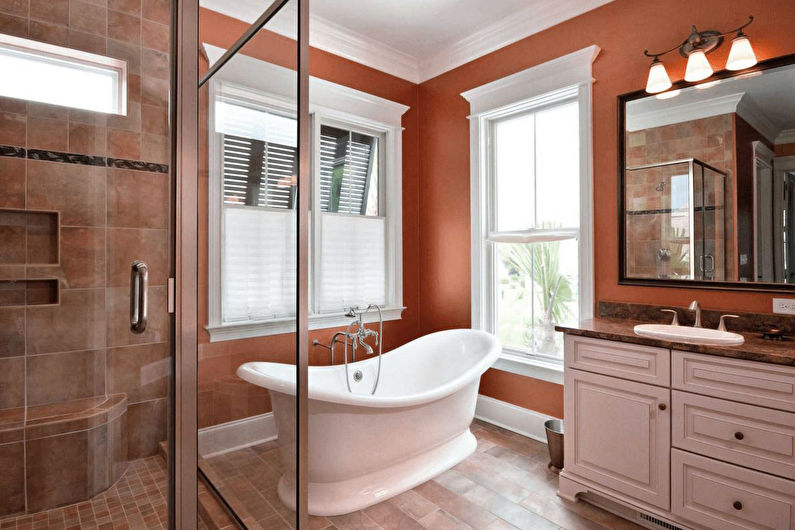 Couleur pêche dans la salle de bain - Design d'intérieur