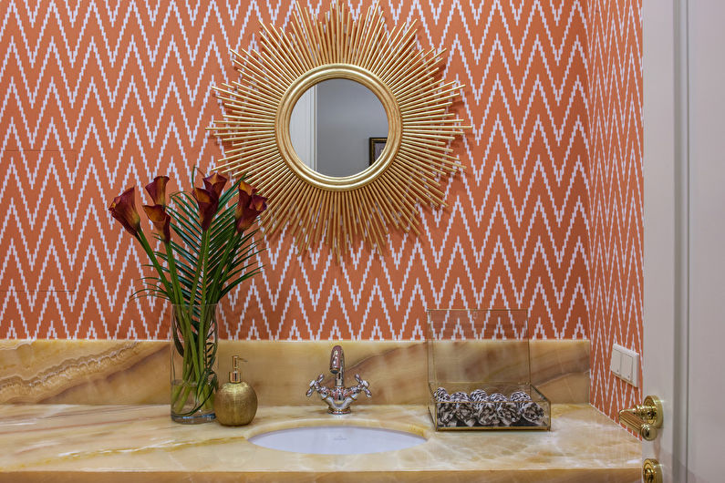 Couleur pêche dans la salle de bain - Design d'intérieur