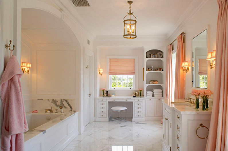 Couleur pêche dans la salle de bain - Design d'intérieur