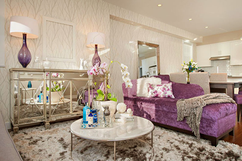 Beige wallpaper in the interior - Contrasting tones
