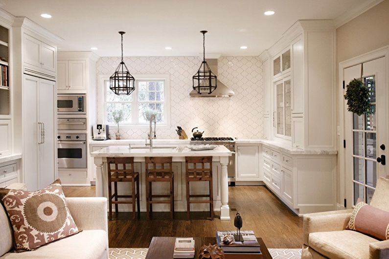 Beige wallpaper in the kitchen - Interior Design