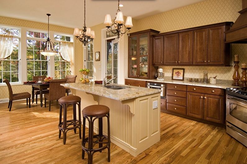 Beige wallpaper in the kitchen - Interior Design