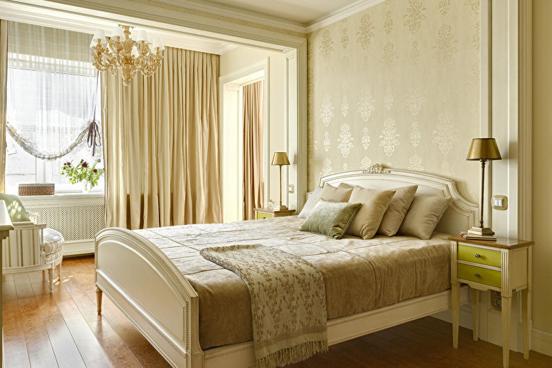Beige wallpaper in the bedroom - Interior Design