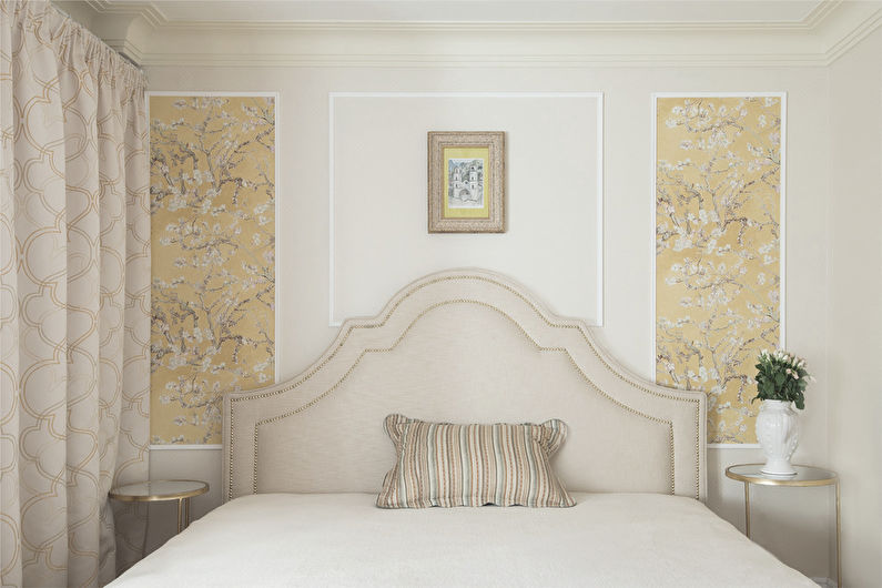 Beige wallpaper in the bedroom - Interior Design