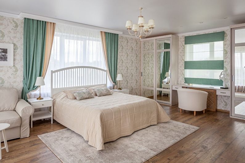 Beige wallpaper in the bedroom - Interior Design
