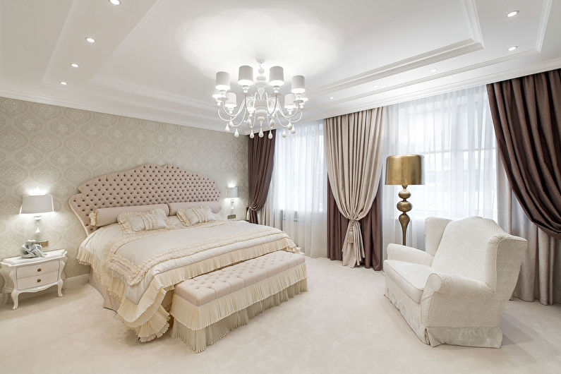 Beige wallpaper in the bedroom - Interior Design