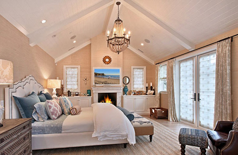Beige wallpaper in the bedroom - Interior Design