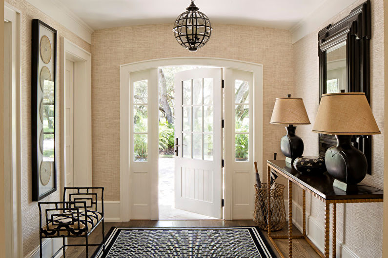 Beige wallpaper in the hallway - Interior Design