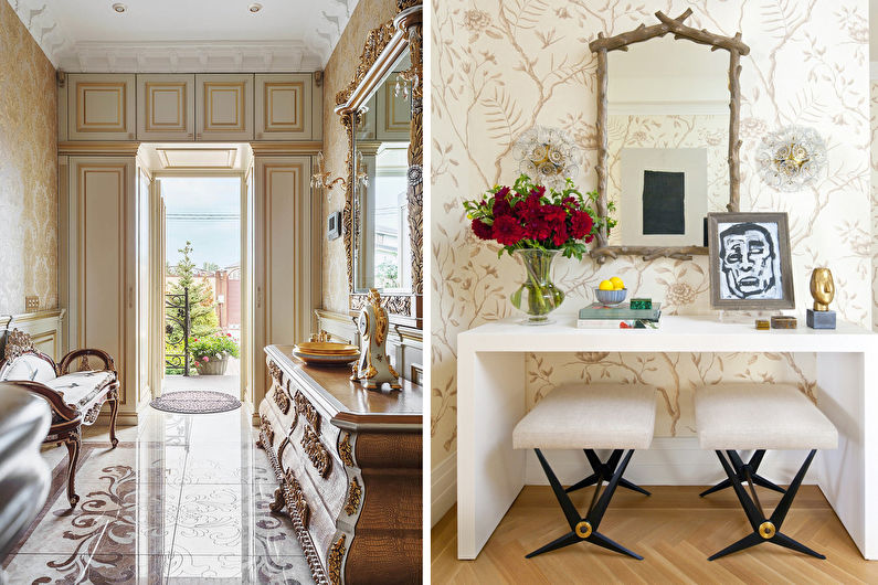 Beige wallpaper in the hallway - Interior Design