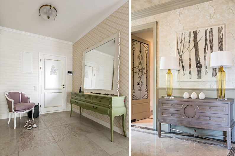 Beige wallpaper in the hallway - Interior Design