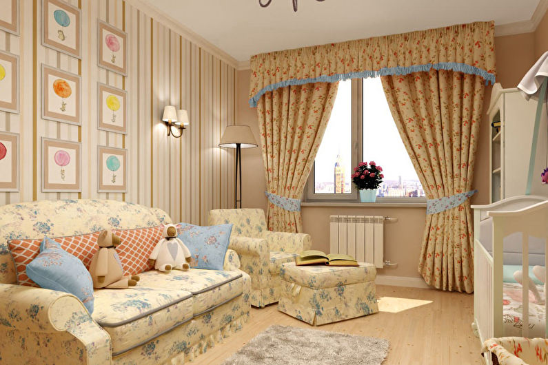 Beige wallpaper in a nursery - Interior Design