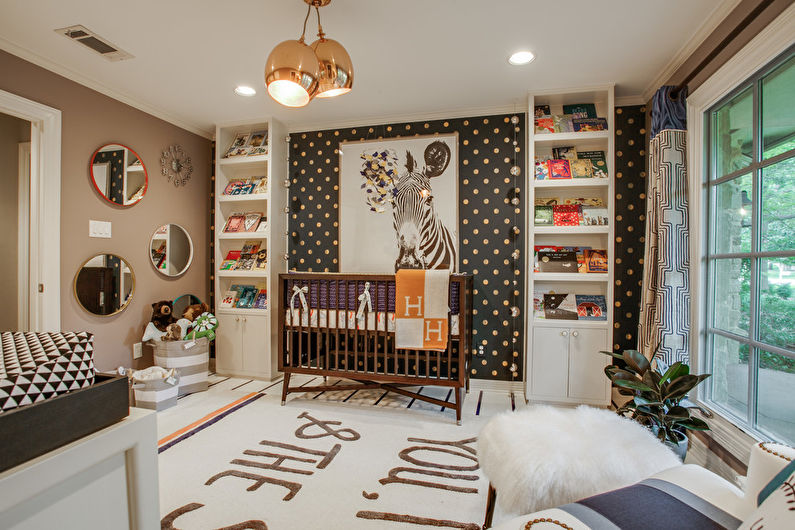 Beige wallpaper in a nursery - Interior Design