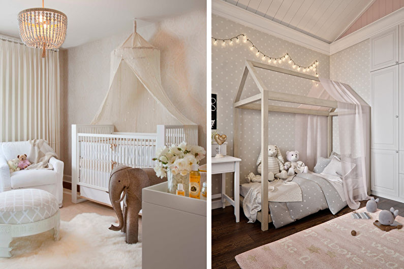 Beige wallpaper in a nursery - Interior Design