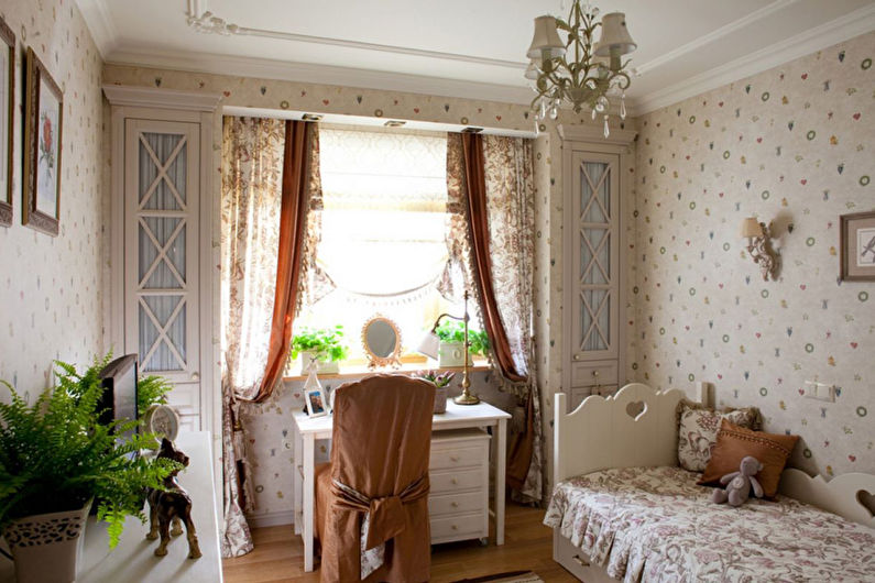 Beige wallpaper in a nursery - Interior Design