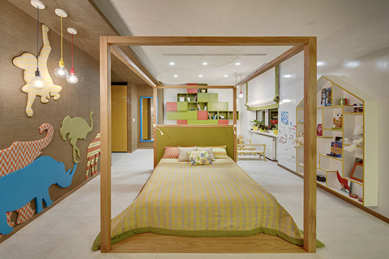 Beige wallpaper in a nursery - Interior Design