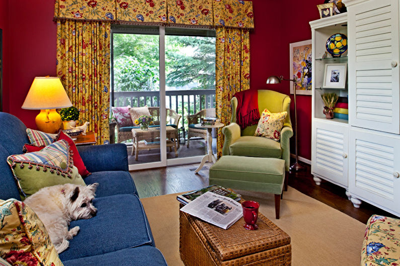 Red living room 17 sq.m. - Interior Design