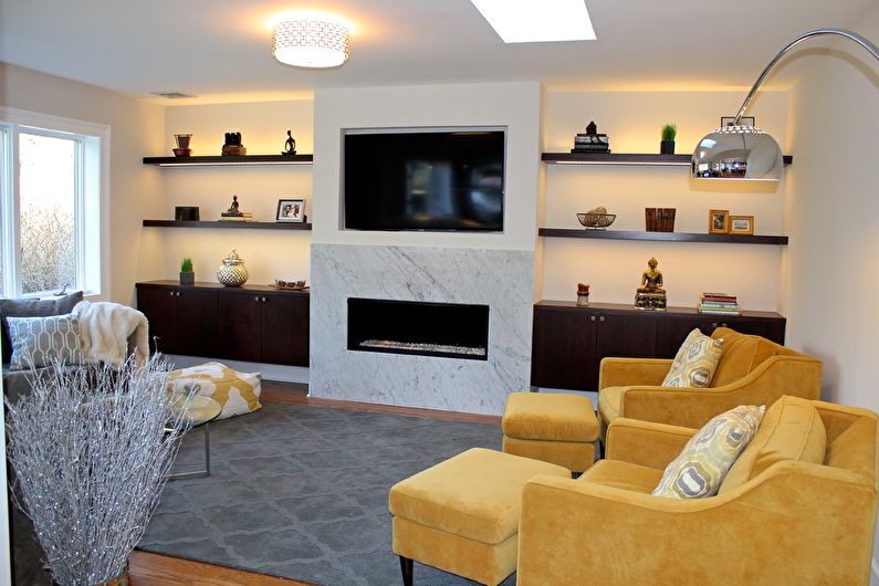 Yellow living room 17 sq.m. - Interior Design