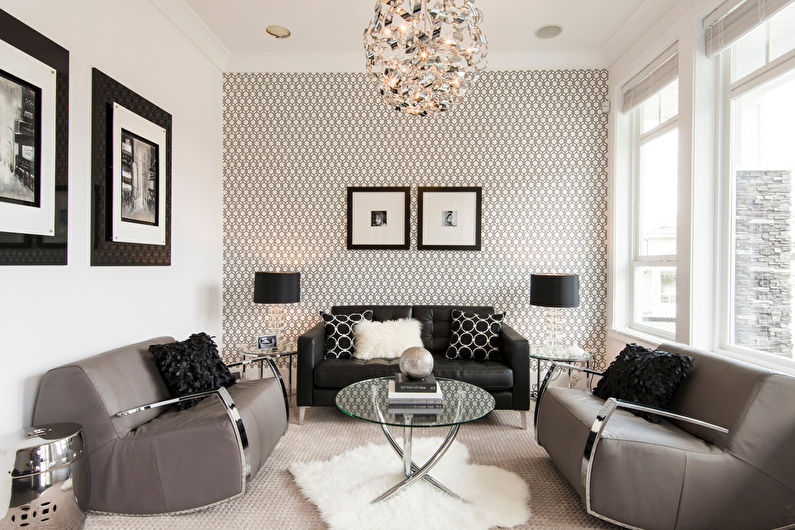 Living room design 17 sq.m. - wall decoration