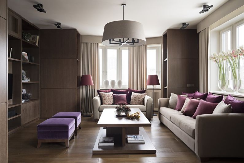 Interior design of the living room 17 sq.m. - Photo