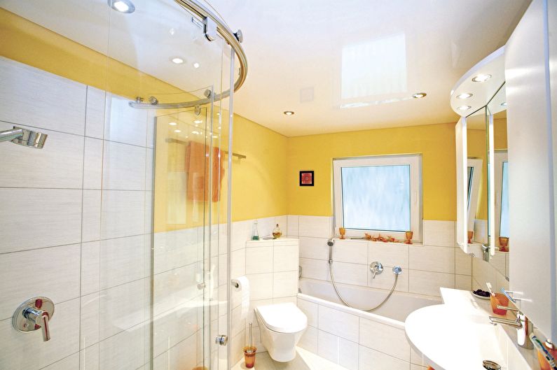 Stretch ceiling in the bathroom (+65 photo)